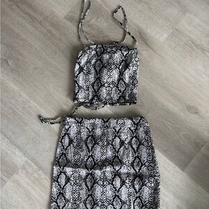 GARAGE Snake Print Crop Top and Skirt Set